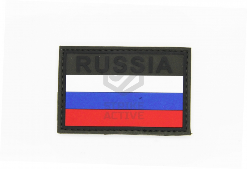 Нашивка из ПВХ / PVC с велкро "Флаг России" с надписью RUSSIA  размер 80х53 Olive