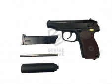 Пистолет пневм WE-MA001-BK  ПМ( с глушителем ) GBB  Black (WE)