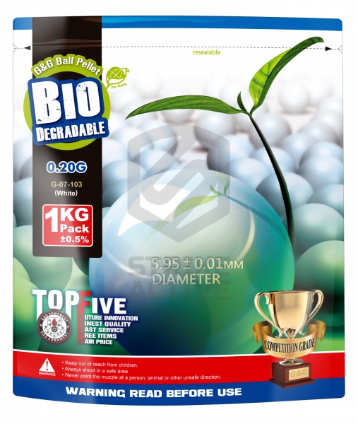 Шары для страйкбола Bio BB 0.20g/1kg /Aluminum Foil/5000 шт  G&G