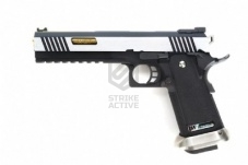 Пистолет пневм WE-H018WETA2-BKSV  COLT M1911 HI-CAPA 6",  дл. рамка, компенсатор, RIS( WE)