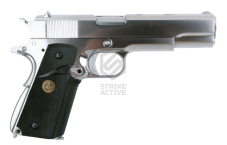 Пистолет пневм WE-E006B-MEU  1911A1 металл, черные накладки, Silver  (WE)