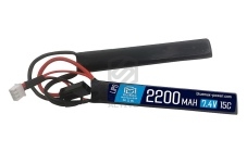 АКБ BlueMax 7.4V Lipo 2200mAh 15C  двухлепестковый М-серия цевье, приклад 12*20*102